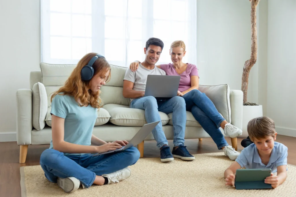 A modern fiber optic internet router setup providing lightning-fast, buffer-free connectivity for seamless browsing and work-from-home capabilities.